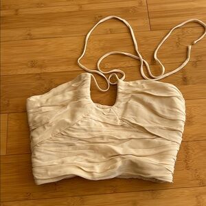 Zara Cream Ruched Halter Top